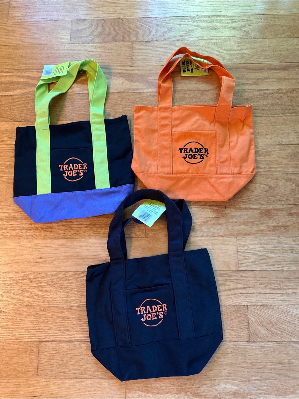 NWT Trader Joe's Halloween Mini Canvas Tote Bags Set of 3 Trick Or Treat